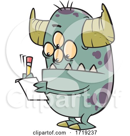 Cartoon Monster Writing by toonaday
