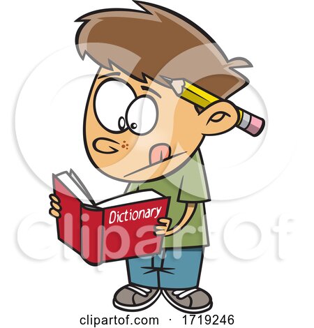 Cartoon Boy Using a Dictionary by toonaday