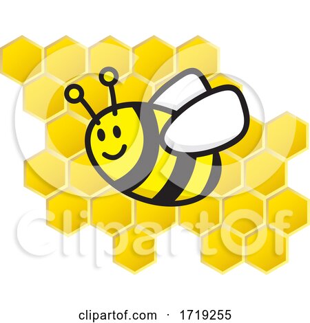 Cute Bee over Honeycombs by Any Vector