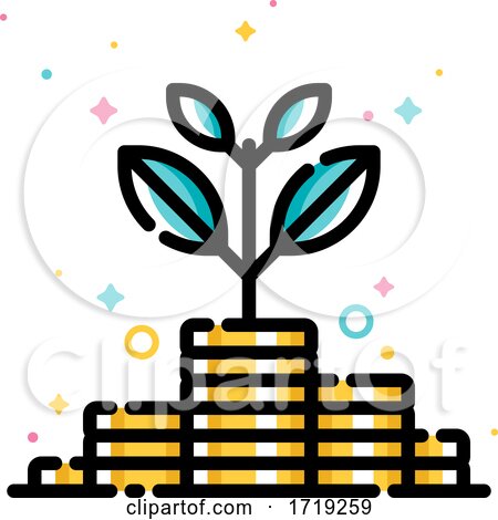 Income Increase and Make More Money Concept with Plant Growing out of Gold Coins by elena