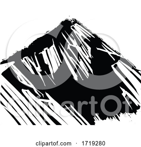 Black and White Woodcut Mountain by xunantunich