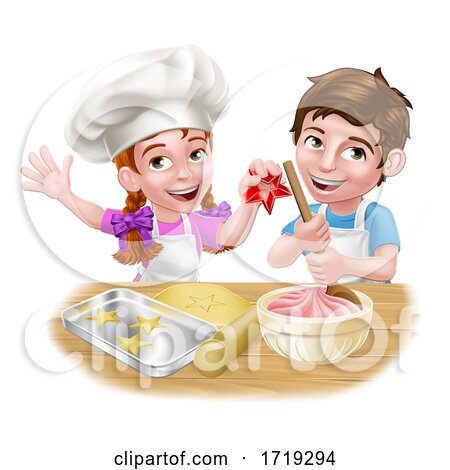 Kid Chef Child Cartoon Characters Baking by AtStockIllustration