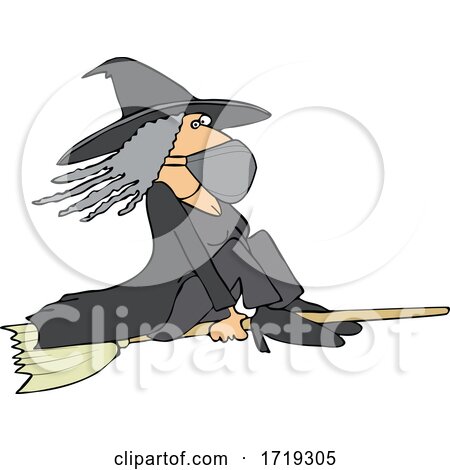 Cartoon Halloween Witch Flying and Wearing a Mask by djart