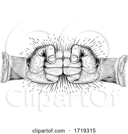 Fists Punching Vintage Woodcut Style Concept by AtStockIllustration