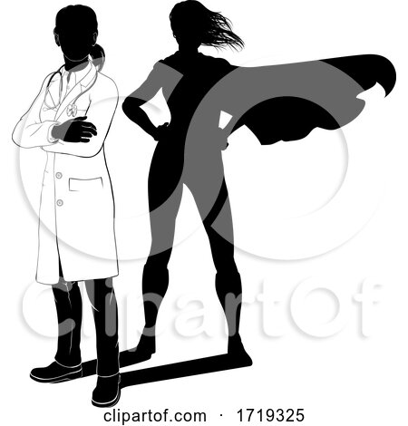Doctor Woman Hero Silhouette Superhero Shadow by AtStockIllustration