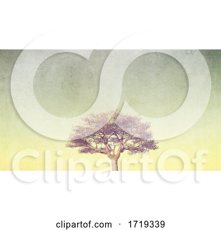 3D Grunge Style Banner with Tree on Pastel Sky by KJ Pargeter