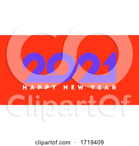 Happy New Year 2021 Logo Design with Purple Geometric Numbers on Orange Background by elena