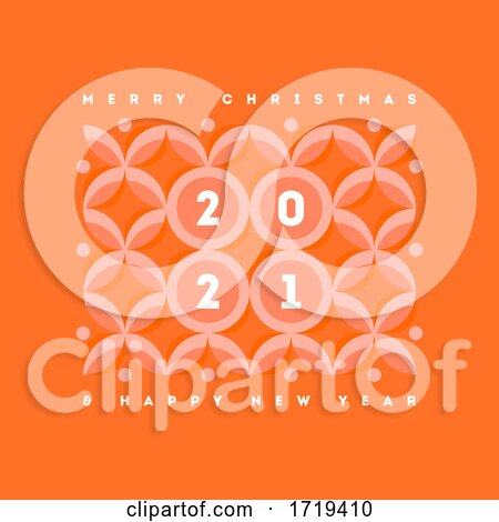 Abstract Decorative Design with Elegant Numbers 2021 on Warm colored Geometric Pattern with Circles and Stars in a Red and Pink by elena