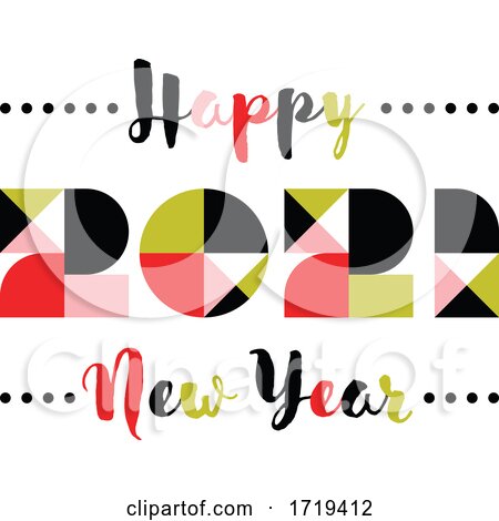 Elegant Multicolored Numbers 2021 with Abstract Vintage Decoration and Happy New Year Greetings by elena