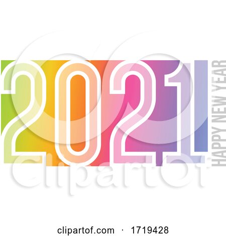 Happy New Year 2021 Logo Design with White Elegant Numbers on Soft colored Rainbow Gradient Background by elena