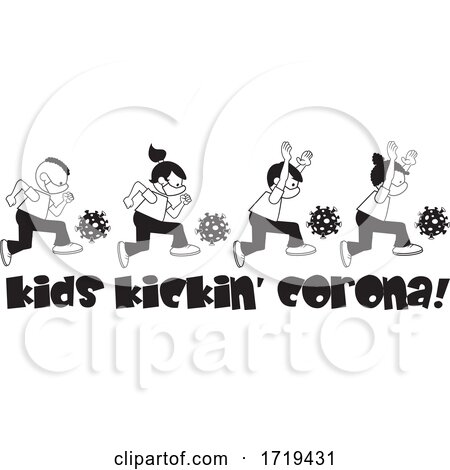 Black and White Kids Kickin Corona Virus by Johnny Sajem
