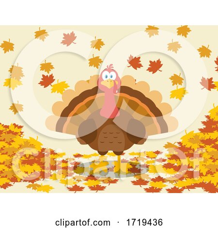 Turkey Bird with Autumn Leaves by Hit Toon