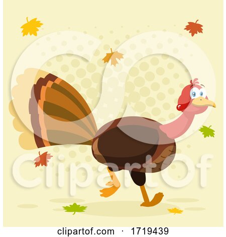 Turkey Bird and Falling Leaves by Hit Toon