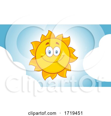 Happy Sun in a Sky with Clouds by Hit Toon