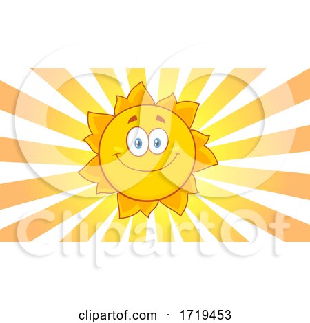 Happy Sun in a Sky with Rays by Hit Toon