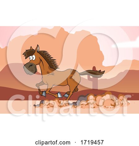 Cartoon Horse Running in a Desert by Hit Toon