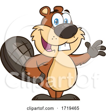 Cartoon Beaver Mascot Waving by Hit Toon