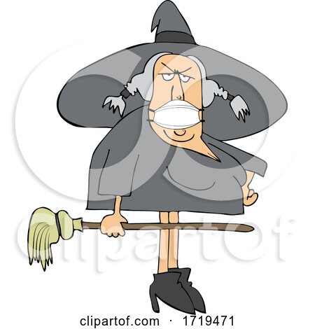 Cartoon Halloween Witch Wearing a Covid Mask by djart