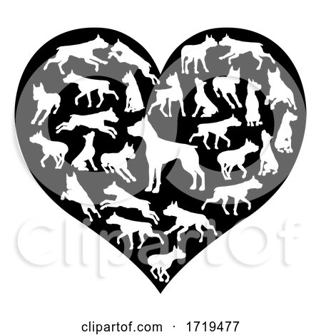 Staffy Dog Heart Silhouette Concept by AtStockIllustration