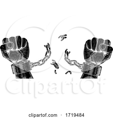 Hands Breaking Chain Shackle Handcuffs by AtStockIllustration