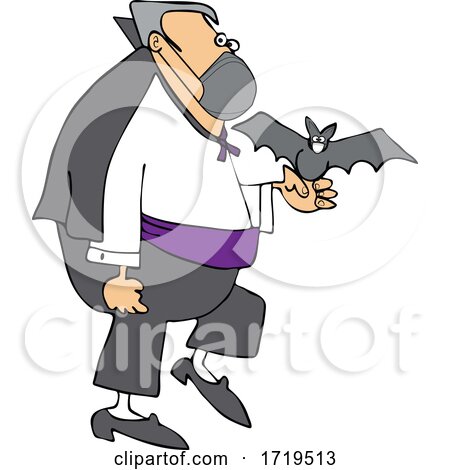 Cartoon Coronavirus Vampire with a Bat and Mask by djart