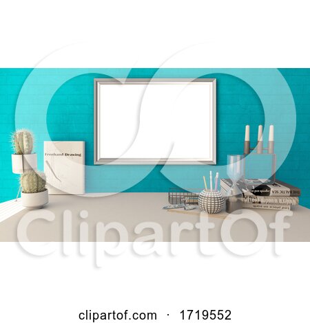 3D Blank Picture Frame in a Modern Home Office by KJ Pargeter