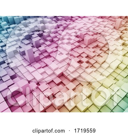 3D Modern Background with Rainbow Coloured Extruding Blocks by KJ Pargeter
