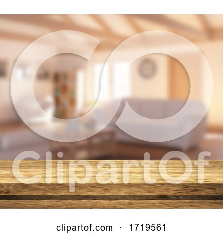 3D Wooden Tale Looking out to a Defocussed Lounge Interior by KJ Pargeter