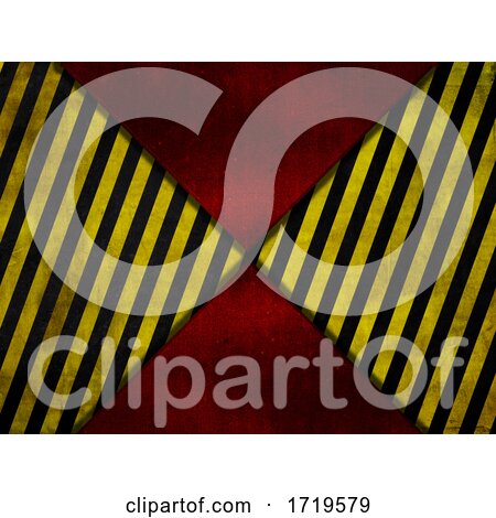 Grunge Style Red Metal Background with Yellow and Black Warning Stripes by KJ Pargeter