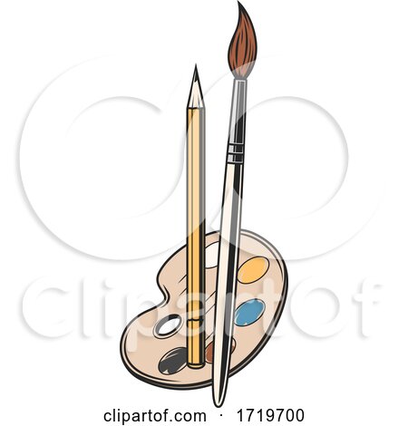 Palette Pencil and Paintbrush by Vector Tradition SM