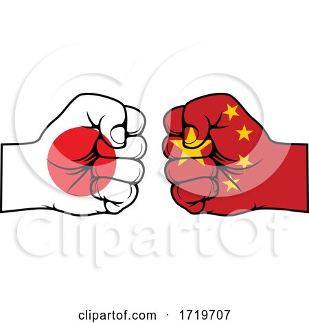 Fisted Japanese and Chinese Flag Hands by Vector Tradition SM