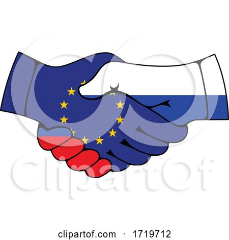 Russia and European Union Flag Handshake by Vector Tradition SM