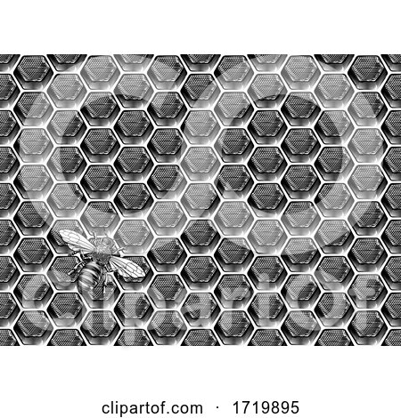 Bee Honeycomb Pattern Background Honey Drawing by AtStockIllustration