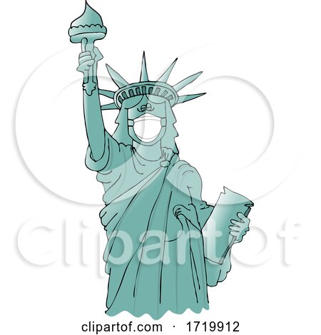 Statue of Liberty wearing a mask