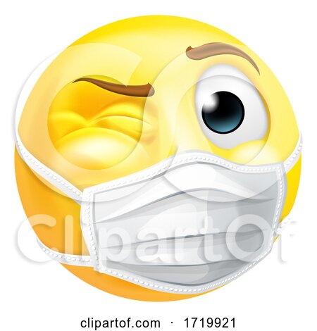 Emoji Emoticon PPE Medical Mask Face Winking by AtStockIllustration
