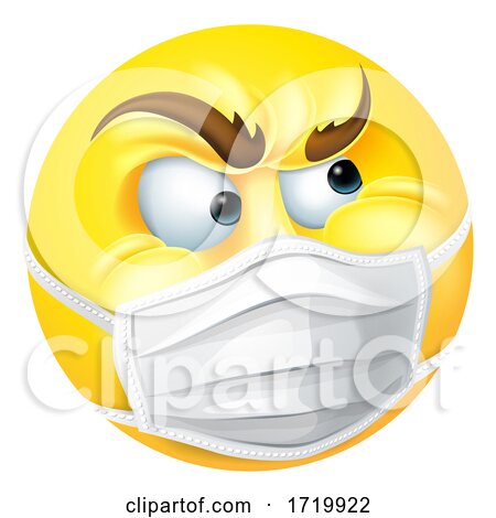 Angry Emoticon Emoji PPE Medical Mask Face Icon by AtStockIllustration