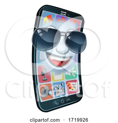 Mobile Phone Cool Shades Cartoon Mascot by AtStockIllustration