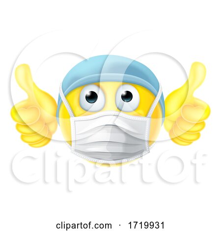 Mask Emoticon Emoji Thumbs up PPE Doctor Nurse by AtStockIllustration