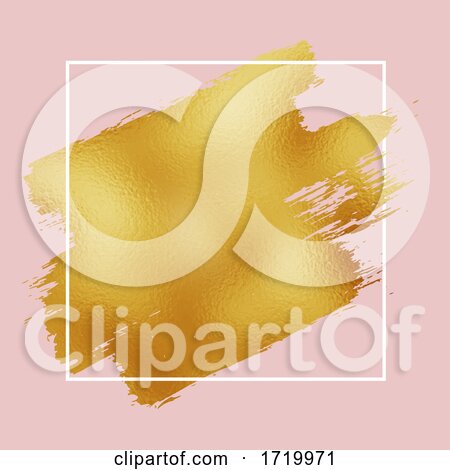 Gold Foil Brush Stroke on Pink Background with White Border by KJ Pargeter