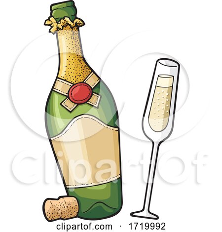 Glass and Bottle of Champagne by Any Vector