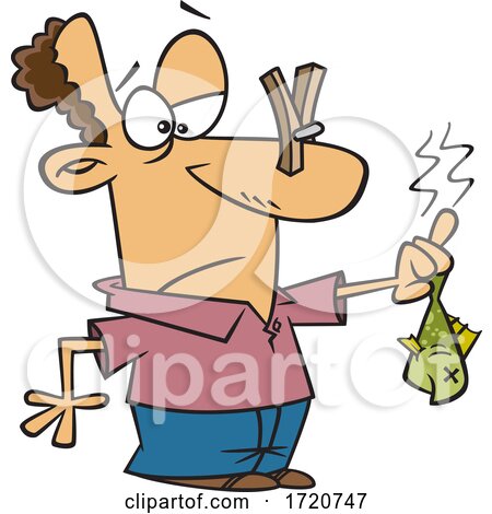 Cartoon White Man Holding a Stinky Fish by toonaday