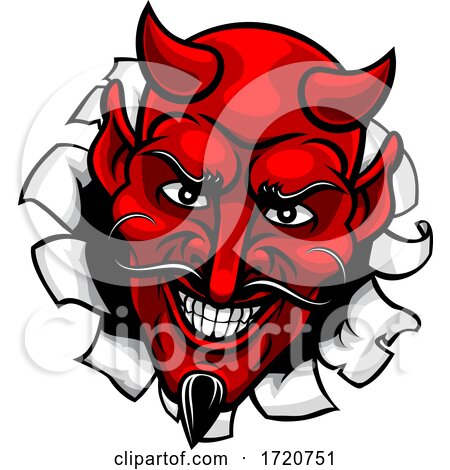 Devil Satan Evil Mascot Cartoon Face by AtStockIllustration