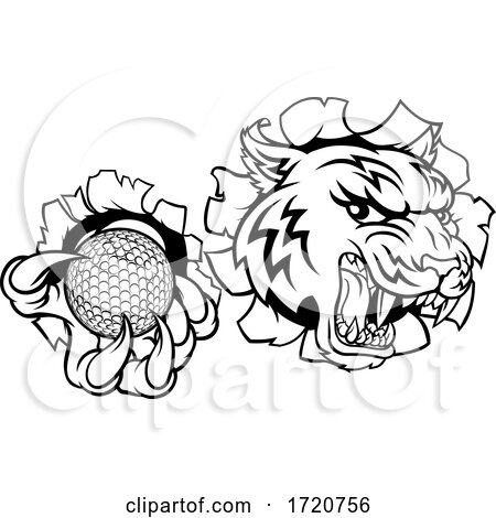 Tiger Golf Ball Player Animal Sports Mascot by AtStockIllustration