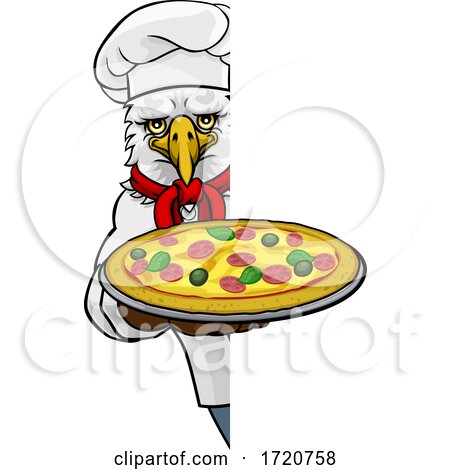 Eagle Pizza Chef Cartoon Restaurant Mascot Sign by AtStockIllustration