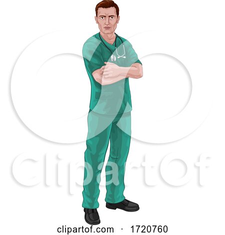 Nurse or Doctor in Scrubs with Stethoscope by AtStockIllustration