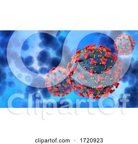 3D Medical Background with Covid 19 Virus Cells by KJ Pargeter
