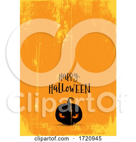 Grunge Halloween Background with Evil Pumpkin Jack O Lantern by KJ Pargeter