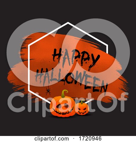 Grunge Halloween Background with Pumpkins and Hanging Spider by KJ Pargeter