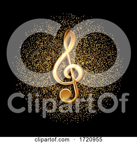 Clef Music Symbol on Gold Glitter Background by KJ Pargeter