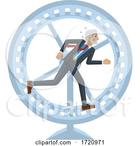 Business Man Hamster Wheel Stress Running Concept by AtStockIllustration